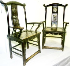 Antique Chinese High Back Arm Chairs (2721)(Pair), Circa 1800-1849 - £782.44 GBP