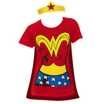 Wonder Woman Cape And Tiara Costume Tee Shirt Red - £25.56 GBP+