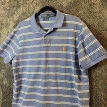Ralph Lauren Polo Shirt Mens Extra Large Blue Striped Custom Fit Stretch... - £9.37 GBP