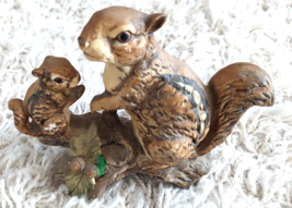 Vintage Mama and Baby Squirrel Ceramic Figurine Woodland Animals - $12.99