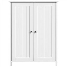 Bathroom Floor Cabinet W/ Double Door &amp; Adjustable Shelves,Free-Standing... - $108.99
