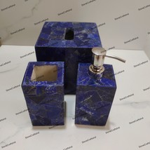 Lapis Lazuli Bathroom Accessories Set, 3 Piece Lapis Lazuli Bathroom Set, Tooth  - £177.90 GBP