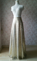 Gold Sequined Maxi Skirt Wedding Party Plus Size Sequin Skirt Outfit image 3