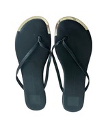 Dolce Vita Women&#39;s Black Leather Flip Flop Flat Sandals Thong Gold Tip S... - $16.26 CAD