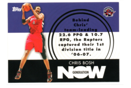 2007-08 Topps Generation Now Chris Bosh #GN4 Insert NBA Toronto Raptors Heat NM - £1.17 GBP