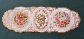 1800s antique 11.75&quot; victorian EMBOSSED LABEL FABRIC? pink BUTTERFLY BIR... - $42.08