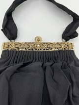 Vintage Guild Creations HANDBAG/PURSE Black Fabric w/ Rhinestones &amp; Pearl - £28.09 GBP