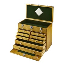 8 Drawer Hard Wood Tool Box Chest Cabinet Storage Mechanic Single Key Lo... - $265.24