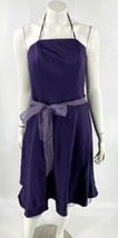 Alfred Angelo Bridesmaid Dress Size 10 Purple Fit Flare Organza Tie Waist Halter - £31.65 GBP