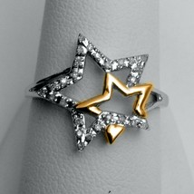 0.25CT Redondo Birlliant Diamante 14CT Dos Tonos Oro Chapado Compromiso Star Aro - £85.37 GBP