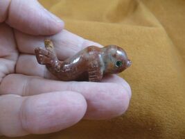 Y-WHA-BE-14) Red beluga WHALE small carving SOAPSTONE PERU figurine love... - $8.99