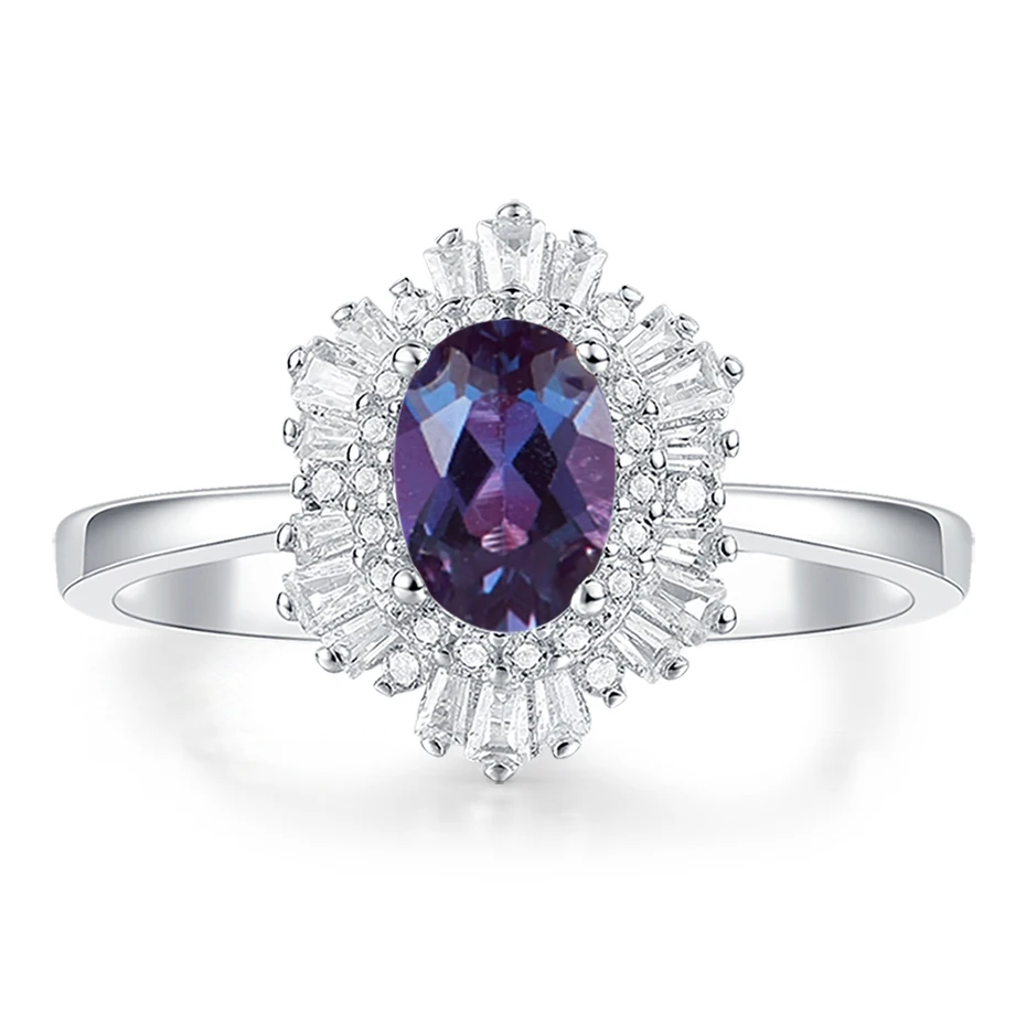 585 Lab Alexandrite Gemstone Ring for Women Genuine 925 Sterling silver Ring for - £59.92 GBP