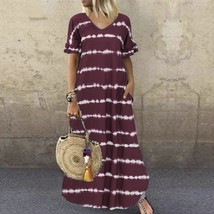 Summer  Stripe ?????? Maxi Dress For Fashion Women Dresses 2020 pocket  Long Tie - £60.67 GBP