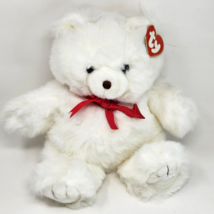 Vintage Ty 1994 White Sugar Teddy Bear Red Bow Stuffed Animal Plush Toy # 5007 - £43.89 GBP