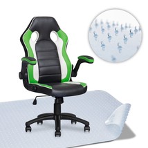 Computer Gaming Chair In Green + Rectangle Mat For Chair Protects For Low Carpet - £215.24 GBP