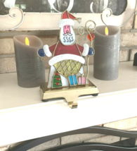 Lighted Santa Claus Stained Glass Christmas Stocking Mantel Hanger Holder   - £14.01 GBP