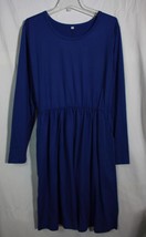 NWT KARALIN Blue Women&#39;s Plus Size Long Sleeve Loose Plain Flowy T-Shirt Dress S - £13.51 GBP