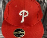 Vintage Hi-Cap Philadelphia Phillies Red Fitted Hat - Flat Bill - Size 7... - $19.34
