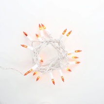 15 Bulb Orange Amber Glass Craft Lights White Wire - $12.00