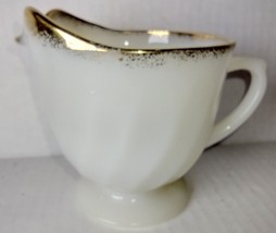 Fire King Creamer Swirl Milk Glass Gold Trim - £5.97 GBP
