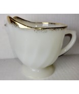 Fire King Creamer Swirl Milk Glass Gold Trim - £5.81 GBP