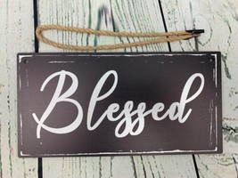 Blessed Wood Script Sign 10&quot; x 5&quot; Wood Wall Art Blessed Wall Decor - £12.89 GBP