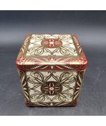 Beautiful Covered Hinged Square Tin Made in Holland Gold Burgundy Cream ... - $376.79 MXN