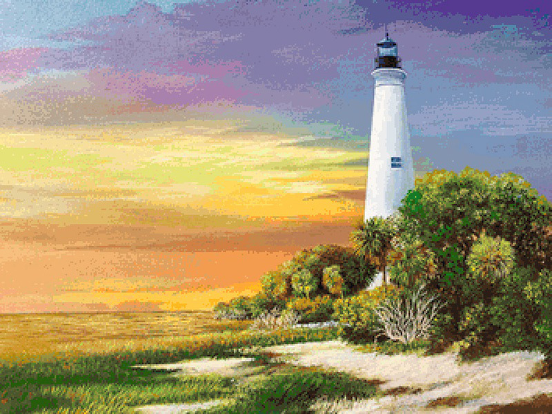  LightHouse Island SunSet Cross Stitch Pattern DMC DIY NeedleWork****LOOK*** - $2.95