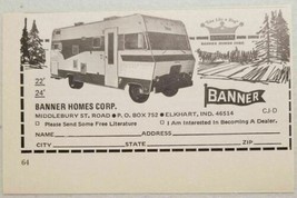 1969 Print Ad Banner Motor Homes Made in Elkhart,Indiana - £8.65 GBP