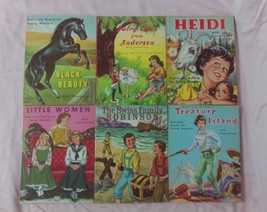 6 Childrens Books PB 1973 Heidi-Little Women-Blk Beauty-Treasue Isl-Swiss Family - £24.73 GBP