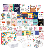 Feela Birthday Cards, 160 Pack 40 Designs Happy Birthday Card Assorted B... - £33.99 GBP