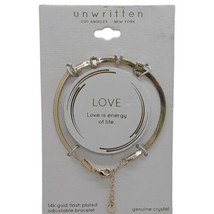  14k Gold Flash Plated Love Adjustable Bracelet Genuine Crystal New by Unwritten - $12.19
