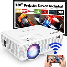 MVV WiFi Projector, 1080P Outdoor Projector with 100″ Screen, 5500 Lumen... - $169.98