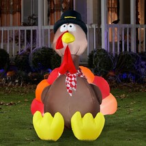 Home THANKSGIVING HOLIDAY 6&#39; AIR INFLATE BIG TURKEY Light Up OUTDOOR Yar... - $86.89
