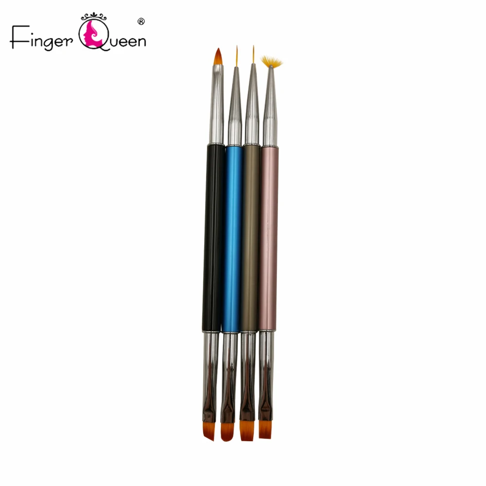 4pcs/Set Nail Brush Nail Art Tools Brushes Double Head 4 Color Handle Drawing - £14.25 GBP