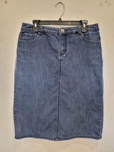 Christopher &amp; Banks Womens 12P Skirt Denim Blue Long A Line - $14.20