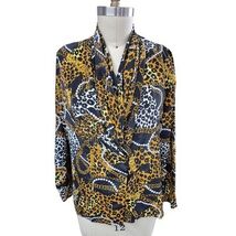 Vtg 80s Jordan Animal Print /Pearls Blouse Shoulder Pads Womens Sz M/L - $29.70