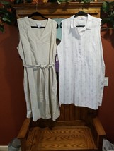 Lot Of 2 Liz Claiborne Linen Sleeveless Shift Dress Plus Size XXL Beige ... - $74.25