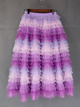 Hot Pink Purple Gray Purple Women Tier Tulle Skirts Mesh Skirt Full Midi Skirts image 6