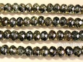 25 5/7 mm Czech Glass Gemstone Donut Beads: Luster- Transparent Green - £2.44 GBP