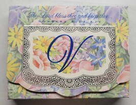 Dayspring Floral Monogram V Note 10 Notes &amp; Envelopes - $8.90
