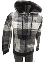 Zoo York Sherpa Zip Hoodie Jacket Mens Size S Black ColorBlock Check Plaid Gray - £51.33 GBP