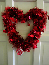 Valentine Heart Shaped Beautiful Red Wreath 13&quot;W x 14.5&quot;L Dia Door Decor New! - £8.73 GBP