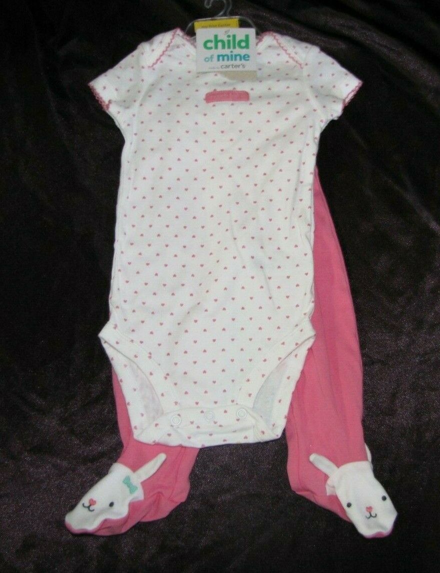 Carters Child of Mine Baby Girl My First Easter 2 Pc Outfit Bunny Rabbit 6-9 - $15.84