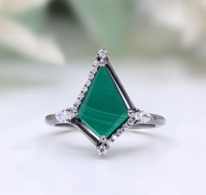 Handmade New Kite Malachite 925 Silver Black Rhodium Plated Engagement Ring - £61.62 GBP