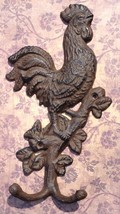 Rustic Cast Iron Rooster Wall Hook Towell Rack Hanger - £7.80 GBP