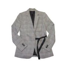 NWT J.Crew Tie-Front Blazer in Gray Red Lady Glen Plaid Jacket 0 - £72.29 GBP