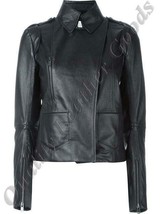 Female Ladies Woman Leder Soft Sheep Leather Biker Jacket Double Breasted 1FE - £151.94 GBP