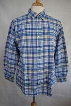 CHAPS Men&#39;s Long Sleeve Blue Plaid Cotton Button Down Shirt L - £13.29 GBP