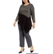 Alfani Womens Plus 1X Black Colorblock Asymmetric Drape Front Sweater NWT BS45 - £27.34 GBP